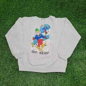 Vintage 1991 Funny Ski Sweatshirt Womens Large 20x22 Jim-Benton